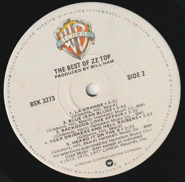 ZZ Top - The Best of ZZ Top (1977) - VG+ LP Record 1979 Warner USA Vinyl - Rock / Blues Rock - Shuga Records