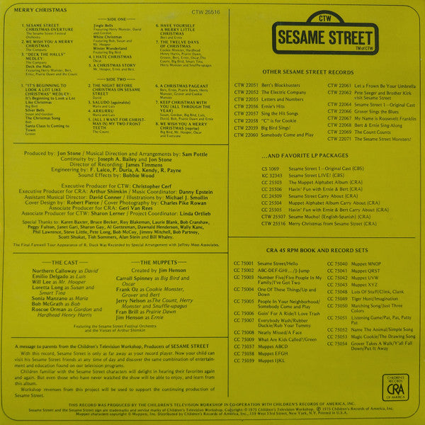Sesame Street - Merry Christmas From Sesame Street - VG LP Record 1975 USA Vinyl - Holiday / Children's - Shuga Records