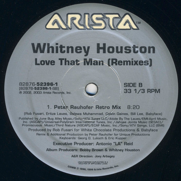 Whitney Houston - Love That Man (Remixes) - VG+ 2x 12" Single Record 2003 Arista USA Vinyl - House / Garage House - Shuga Records