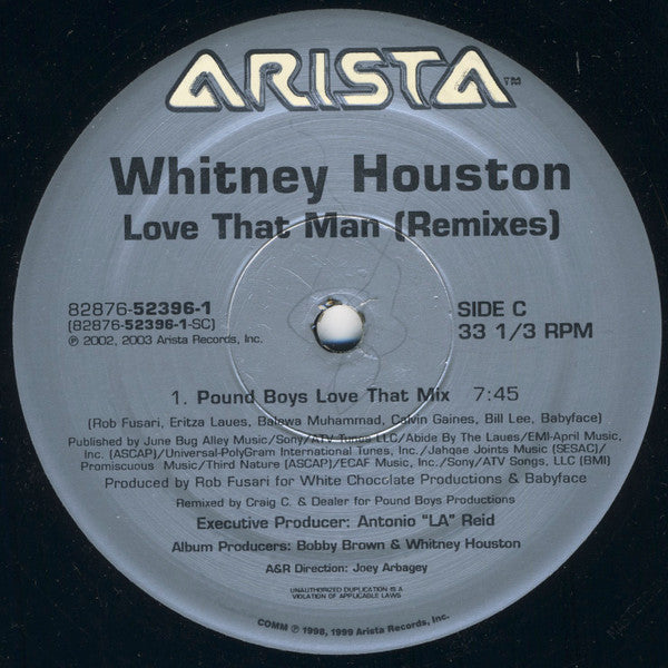 Whitney Houston - Love That Man (Remixes) - VG+ 2x 12" Single Record 2003 Arista USA Vinyl - House / Garage House - Shuga Records