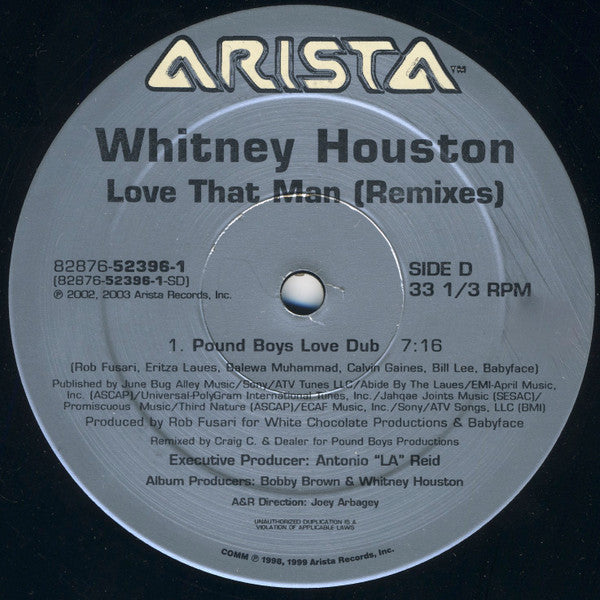 Whitney Houston - Love That Man (Remixes) - VG+ 2x 12" Single Record 2003 Arista USA Vinyl - House / Garage House - Shuga Records
