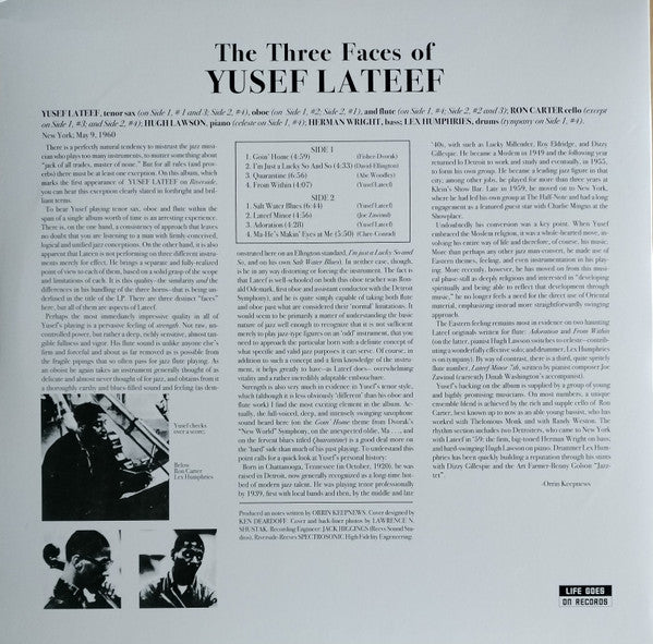 Yusef Lateef - The Three Faces Of Yusef Lateef (1960) - New LP Record 2023 Life Goes On Europe Vinyl - Jazz - Shuga Records
