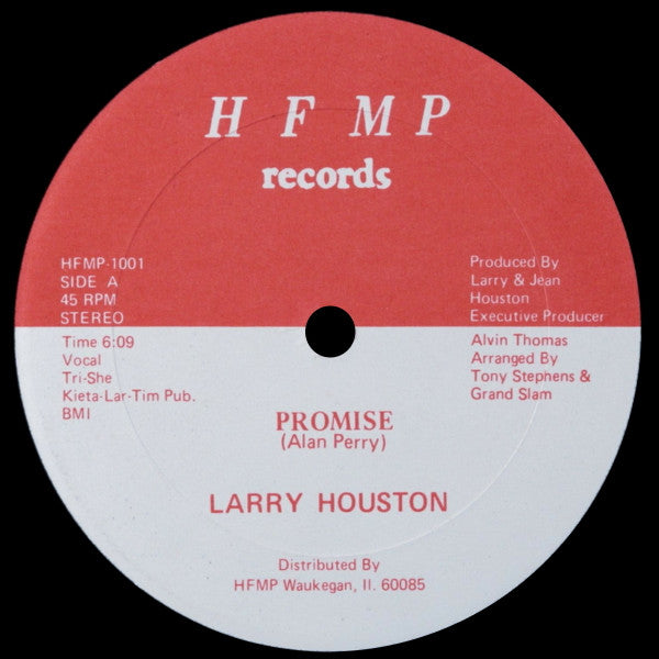Larry Houston – Promise - VG+ 12" Single Record 1983 HFMP USA Vinyl - Chicago Disco / Funk / Boogie - Shuga Records