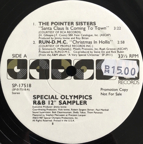 Whitney Houston / Run-DMC / Pointer Sisters - Special Olympics R&B 12" Sampler - Mint- EP Record 1987 A&M USA Promo Vinyl - Pop Rap / R&B / Holiday - Shuga Records