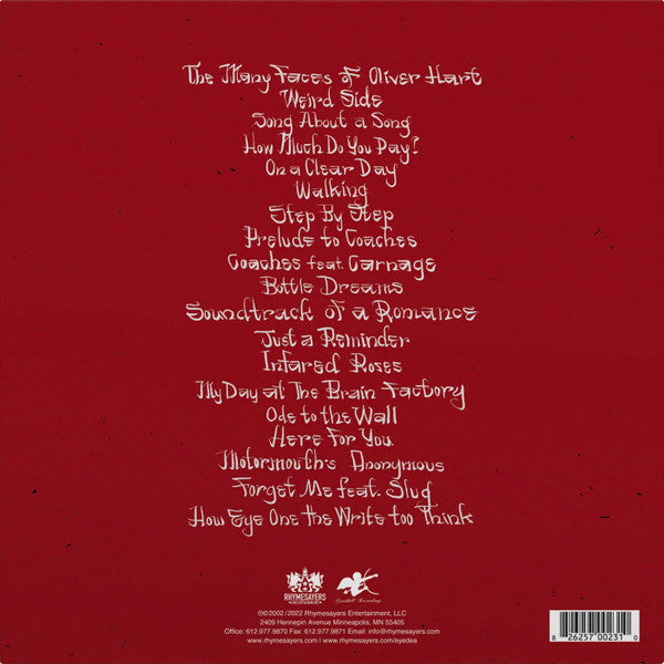 Oliver Hart - The Many Faces Of Oliver Hart, Or: How Eye One The Write Too Think (2002) - Mint- 2 LP Record 2023 Rhymesayers USA Vinyl - Hip Hop / Conscious Rap