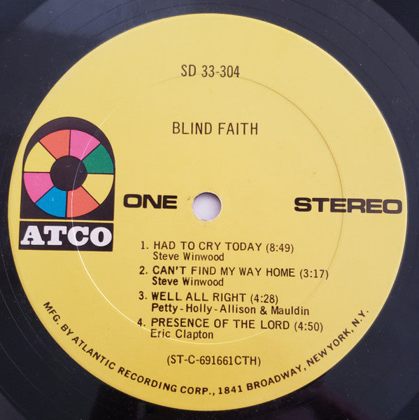 Blind Faith - Blind Faith - VG LP Record 1969 ATCO USA Original Cover - Psychedelic Rock / Blues Rock - Shuga Records