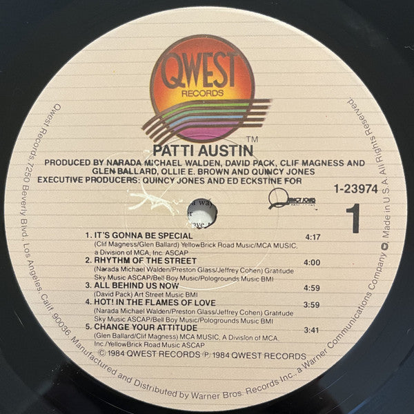 Patti Austin - Patti Austin - Mint- LP Record 1984 Qwest USA Vinyl - Soul / R&B - Shuga Records