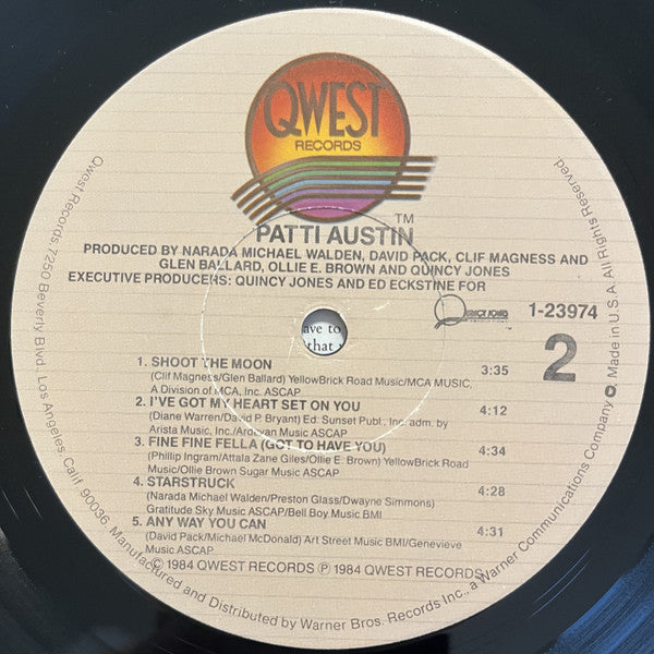 Patti Austin - Patti Austin - Mint- LP Record 1984 Qwest USA Vinyl - Soul / R&B - Shuga Records