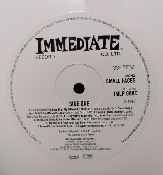 Small Faces – Small Faces (1967) - Mint- LP Record 2023 Immediate Charly White Vinyl & OBI - Psychedelic Rock / Mod