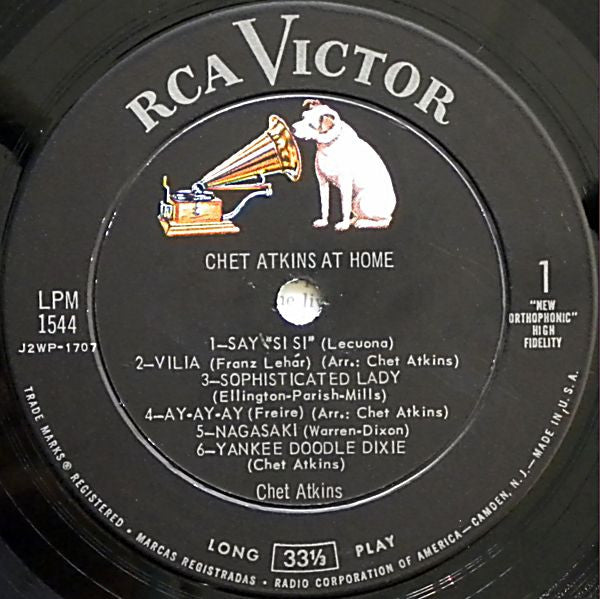 Chet Atkins – Chet Atkins At Home - VG+ LP Record 1958 RCA USA Mono Vinyl - Country / Folk - Shuga Records