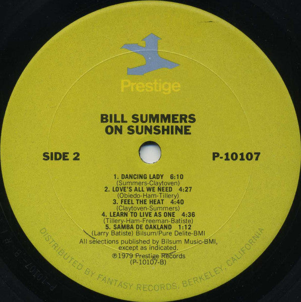 Bill Summers And Summers Heat - Tech No Bop - VG+ LP Record 1979 Prestige USA Vinyl - Soul / Jazz / Disco - Shuga Records