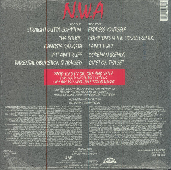 N.W.A. - Straight Outta Compton (1988) - VG+ LP Record 2013 Ruthless Priority Vinyl - Gangsta / Hardcore Hip-Hop - Shuga Records