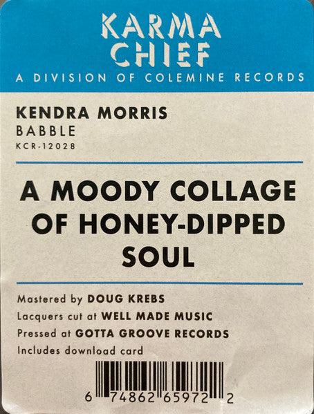 Kendra Morris - Babble - New LP Record 2023 Karma Chief Colemine USA Black Vinyl & Download - Neo Soul / Psychedelic - Shuga Records