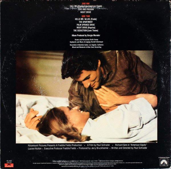 Giorgio Moroder - American Gigolo Original Recording - VG+ LP Record 1980 Polydor USA Vinyl - Soundtrack / Disco / Electro - Shuga Records