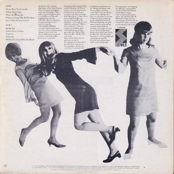The Paris Sisters - VG+ LP Record 1967 Sidewalk USA Mono Original Vinyl - Pop Rock / Vocal / Bubblegum - Shuga Records
