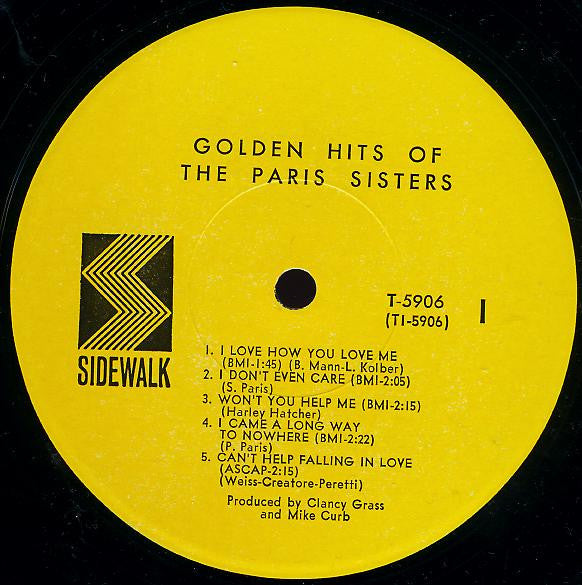 The Paris Sisters - VG+ LP Record 1967 Sidewalk USA Mono Original Vinyl - Pop Rock / Vocal / Bubblegum - Shuga Records