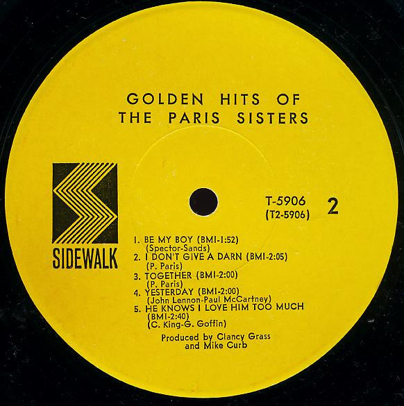 The Paris Sisters - VG+ LP Record 1967 Sidewalk USA Mono Original Vinyl - Pop Rock / Vocal / Bubblegum - Shuga Records
