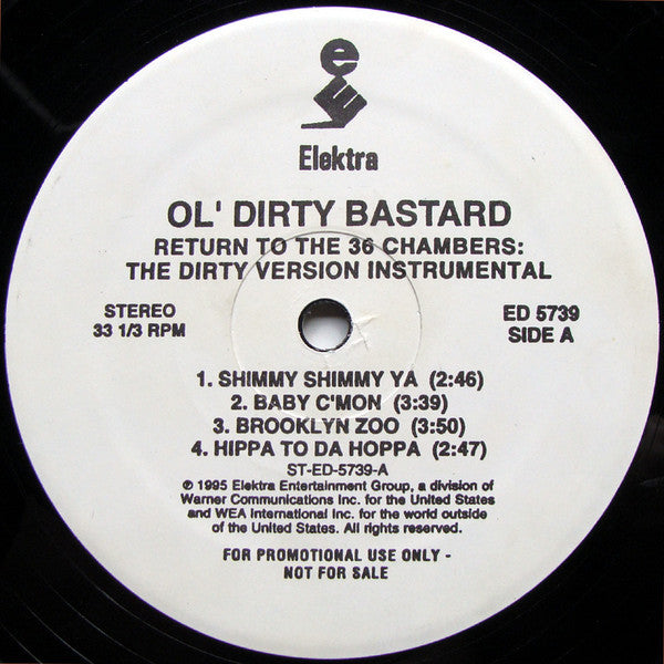 Ol' Dirty Bastard - Return To The 36 Chambers: The Dirty Version Instrumental - Mint- 2 LP Record 1995 Elektra USA Unofficial Promo Vinyl - Hip Hop / Instrumental