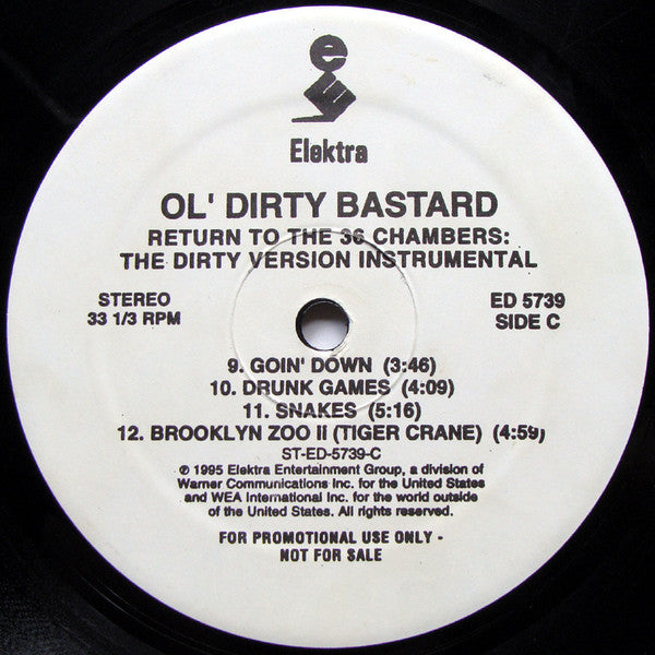 Ol' Dirty Bastard - Return To The 36 Chambers: The Dirty Version Instrumental - Mint- 2 LP Record 1995 Elektra USA Unofficial Promo Vinyl - Hip Hop / Instrumental