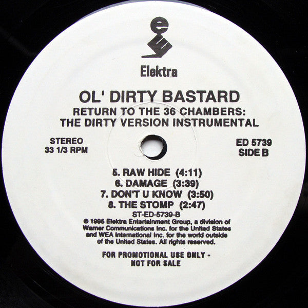 Ol' Dirty Bastard - Return To The 36 Chambers: The Dirty Version Instrumental - Mint- 2 LP Record 1995 Elektra USA Unofficial Promo Vinyl - Hip Hop / Instrumental