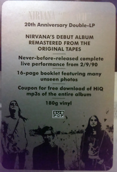 Nirvana - Bleach (1989) - New 2 LP Record 2009 Sub Pop USA 180 gram Vinyl, Booklet & Download - Alternative Rock / Grunge - Shuga Records
