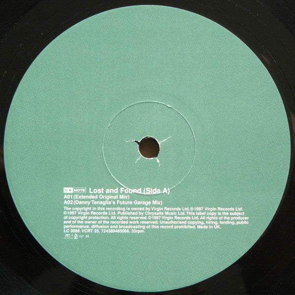 D*Note – Lost And Found - VG+ 12" Single Record 1997 VC Recordings UK Vinyl - House / UK Garage - Shuga Records