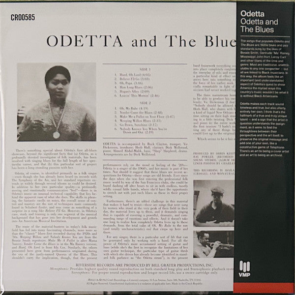 Odetta - Odetta And The Blues (1962) - Mint- LP Record 2023 Club Edition 180 gram Vinyl - Blues / Folk Blues - Shuga Records