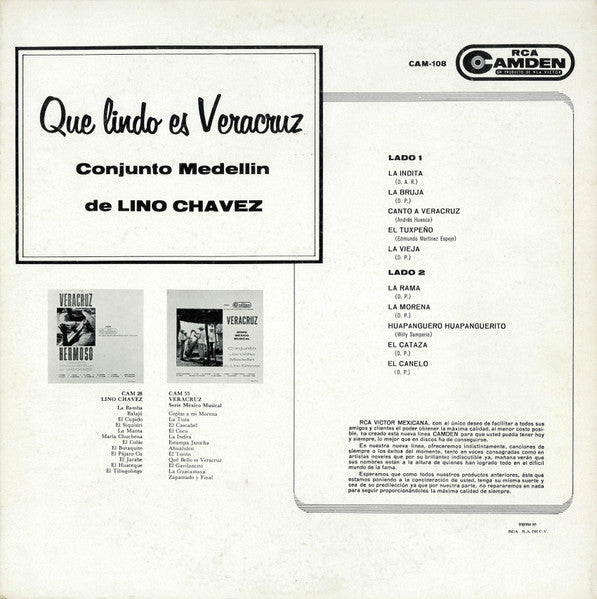 Conjunto Medellin de Lino Chavez - Que Lindo Es Veracruz - Mint- LP Record 1964 RCA Camden Mexico Vinyl - Latin - Shuga Records