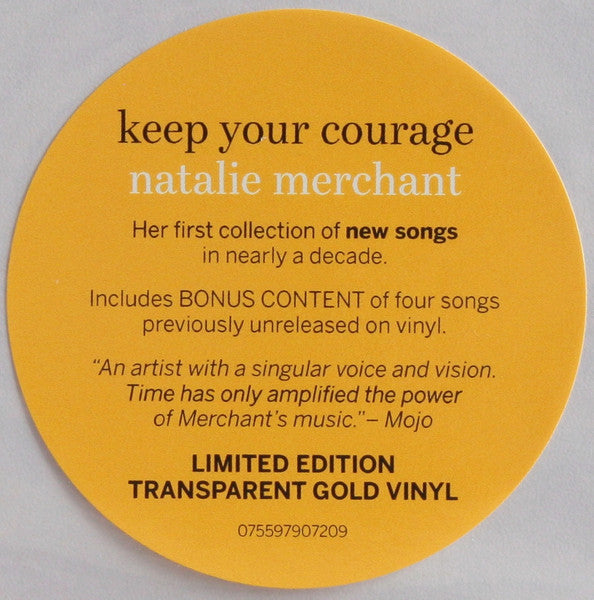 Natalie Merchant - Keep Your Courage - New LP 2023 Nonesuch Barnes & Noble Exclusive Gold Vinyl - Pop Rock - Shuga Records