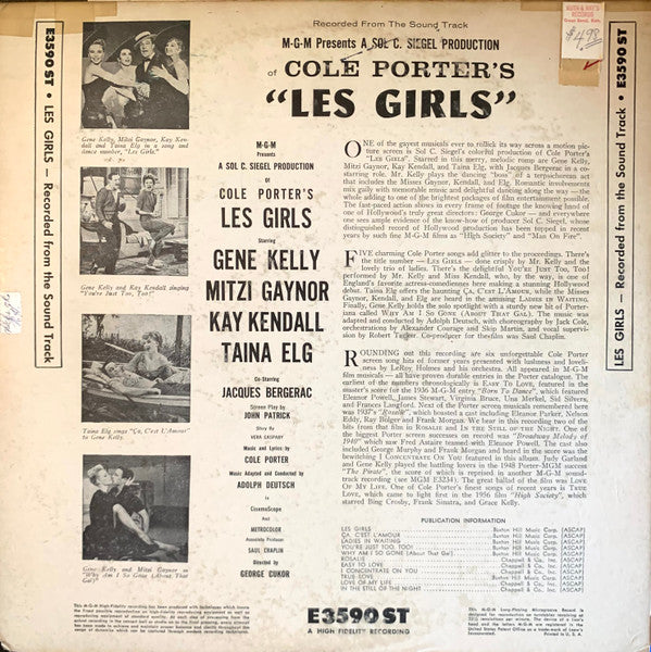 Various - Les Girls - VG+ LP Record 1957 MGM USA Original Vinyl - Soundtrack - Shuga Records