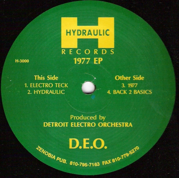 D.E.O. (Detroit Electro Orchestra) - 1977 EP - Mint- 12" Single Record 1997 Hydraulic USA Vinyl - Techno / Acid / Electro - Shuga Records