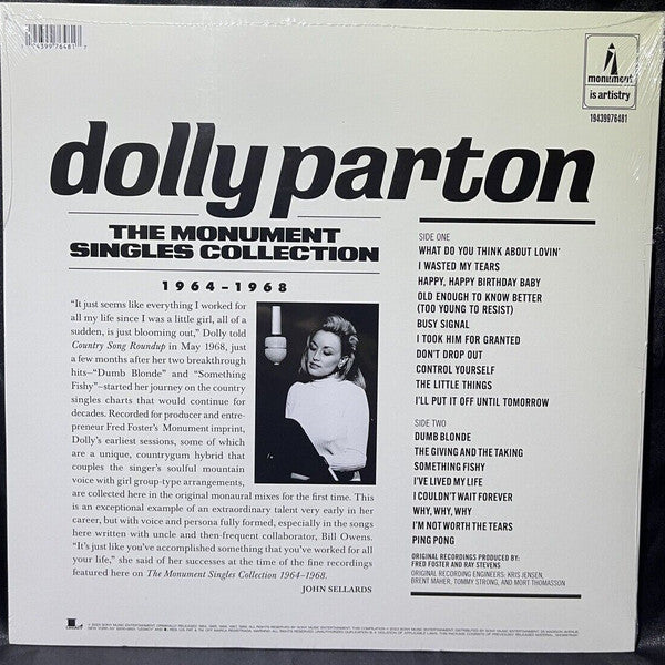 Dolly Parton - The Monument Singles Collection 1964-1968 - New LP Record Store Day 2023 Monument RSD Vinyl - Country - Shuga Records