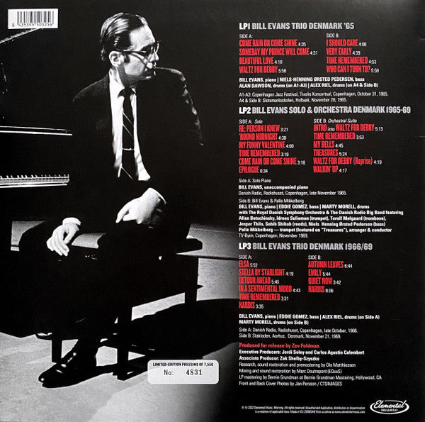 Bill Evans - Treasures Solo, Trio & Orchestra Recordings From Denmark (1965-1969) - New 3 LP Record Store Day 2023 Elemental Music 180 gram Vinyl & Numbered - Jazz / Bop / Modal / Cool Jazz - Shuga Records