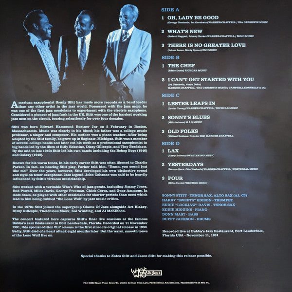 Sonny Stitt - The Bubba's Sessions (1981) - New 2 LP Record Store Day 2023 Who's Who In Jazz RSD Crystal Clear Vinyl - Jazz - Shuga Records
