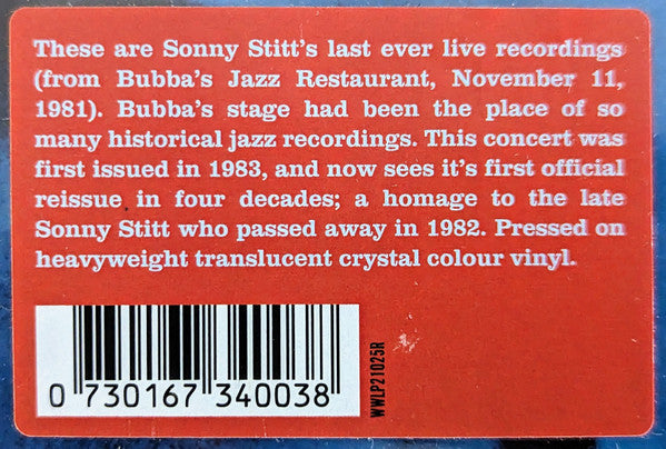 Sonny Stitt - The Bubba's Sessions (1981) - New 2 LP Record Store Day 2023 Who's Who In Jazz RSD Crystal Clear Vinyl - Jazz - Shuga Records