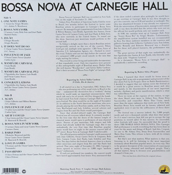 Various - Bossa Nova At Carnegie Hall 1962 (1963) - New LP Record Store Day 2023 Liberation Hall RSD 180 gram Vinyl - Jazz / Latin / Bossanova - Shuga Records