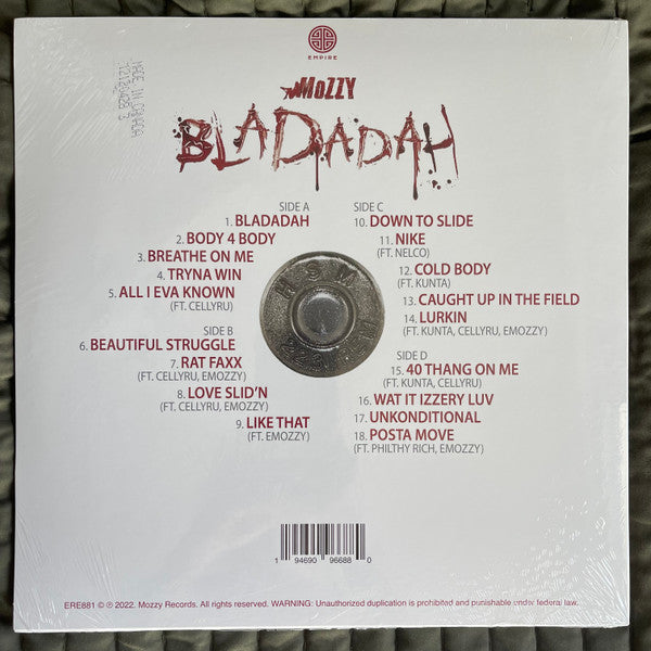 Mozzy - Bladadah - New 2 LP Record Store Day 2023 Empire RSD Red Splatter On Clear Vinyl - Hip Hop - Shuga Records