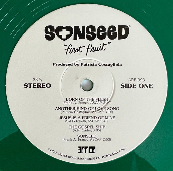 Sonseed - First Fruit (1981) - New EP Record Store Day 2023 Arena Rock Recording Company RSD Garden of Eden Green Vinyl, Insert & Bumper Sticker - Rock / Pop Rock / Jesus - Shuga Records