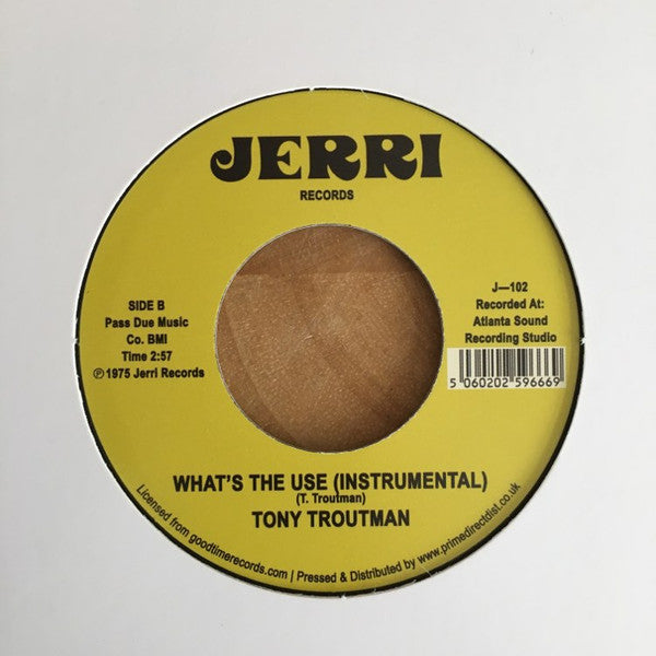 Tony Troutman - What's The Use (1977) - New 7" Single Record Store Day 2023 Jerri UK RSD Vinyl - Soul / Funk - Shuga Records
