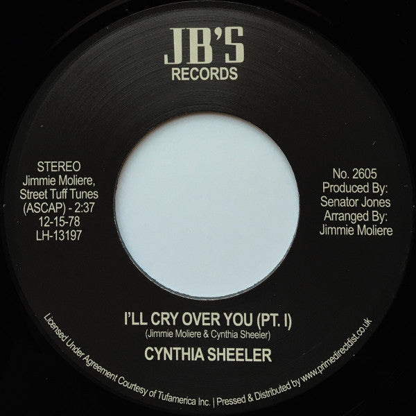 Cynthia Sheeler - I'll Cry Over You (1975) - New 7" Single Record Store Day 2023 J.B.'s UK RSD Vinyl - Soul - Shuga Records