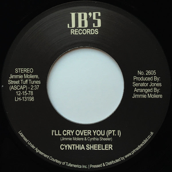 Cynthia Sheeler - I'll Cry Over You (1975) - New 7" Single Record Store Day 2023 J.B.'s UK RSD Vinyl - Soul - Shuga Records