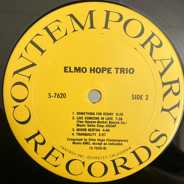 Elmo Hope Trio – With Jimmy Bond & Frank Butler (1959) - VG+ LP Record 1970 Contemporary USA Vinyl - Jazz / Hard Bop - Shuga Records