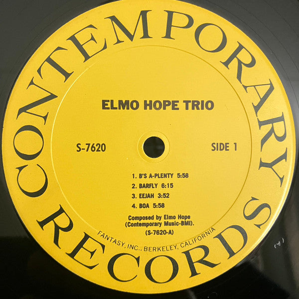 Elmo Hope Trio – With Jimmy Bond & Frank Butler (1959) - VG+ LP Record 1970 Contemporary USA Vinyl - Jazz / Hard Bop - Shuga Records