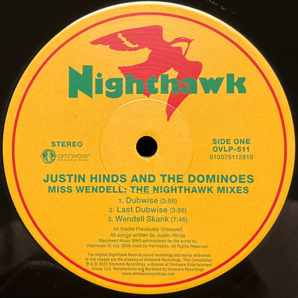 Justin Hinds & The Dominoes - Miss Wendell And The Book Of History - New 12" Single Record Store Day 2023 Nighthawk Omnivore Recordings RSD Vinyl - Reggae / Roots Reggae - Shuga Records