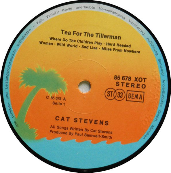 Cat Stevens - Tea For The Tillerman (1970) - VG+ LP Record 1976 Isalnd Germany Vinyl - Pop Rock / Folk Rock - Shuga Records