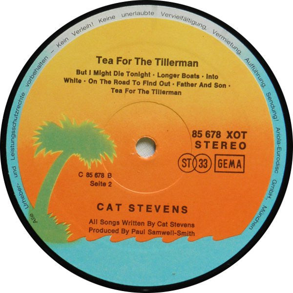 Cat Stevens - Tea For The Tillerman (1970) - VG+ LP Record 1976 Isalnd Germany Vinyl - Pop Rock / Folk Rock - Shuga Records