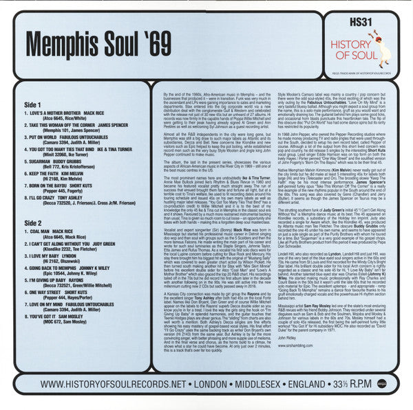 Various - Memphis Soul '69 - New LP Record Store Day 2023 History Of Soul UK RSD Vinyl - Soul / Funk / R&B - Shuga Records