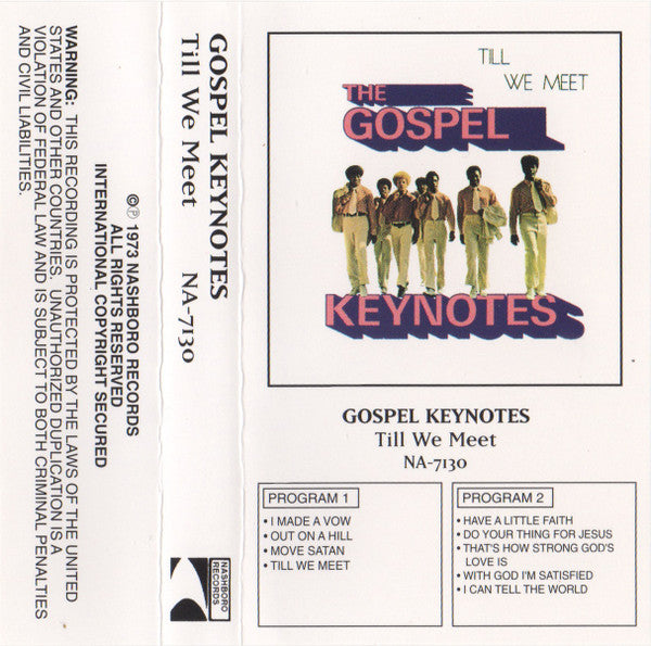 The Gospel Keynotes - Till We Meet - Mint- Cassette 1973 Nashboro USA Clear Tape - Gospel - Shuga Records