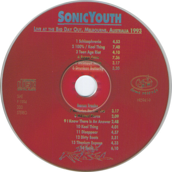 Sonic Youth - 100% Rebel - VG+ CD 1994 Home Records Italy RARE Unofficial - Alternative Rock - Shuga Records