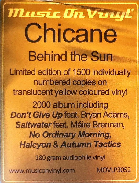 Chicane - Behind The Sun (2000) - New 2 LP Record 2023 Armada Music On Vinyl 180 gram Yellow Vinyl & Numbered - Electronic / Trance / Breakbeat - Shuga Records